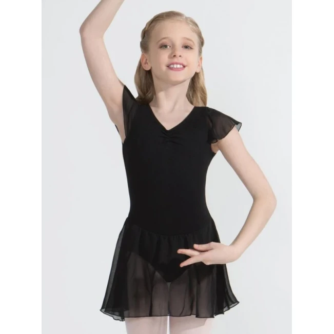 Capezio Flutter Sleeve Dress, Trikot mit Röckchen - Schwarz