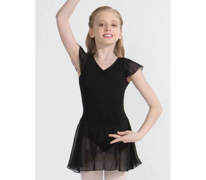 Capezio Flutter Sleeve Dress, Trikot mit Röckchen - Schwarz Capezio Flutter Sleeve Dress, Trikot mit Röckchen - Schwarz