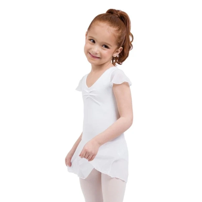 Capezio Kleid mit Flatterärmeln, Trikot mit Röckchen – Weiß Capezio Kleid mit Flatterärmeln, Trikot mit Röckchen – Weiß