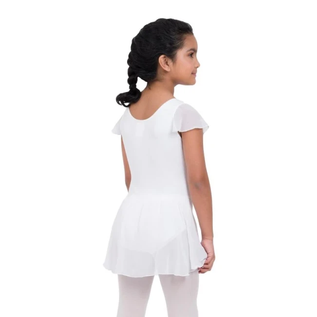 Capezio Kleid mit Flatterärmeln, Trikot mit Röckchen – Weiß Capezio Kleid mit Flatterärmeln, Trikot mit Röckchen – Weiß