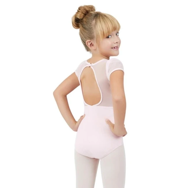 Capezio Puffärmel-Trikot mit Schlüsselloch-Ausschnitt am Rücken, Kindertrikot Capezio Turntrikot mit Puffärmeln und Schlüsselloch-Rückenausschnitt, Kindertrikot – Rosa Capezio