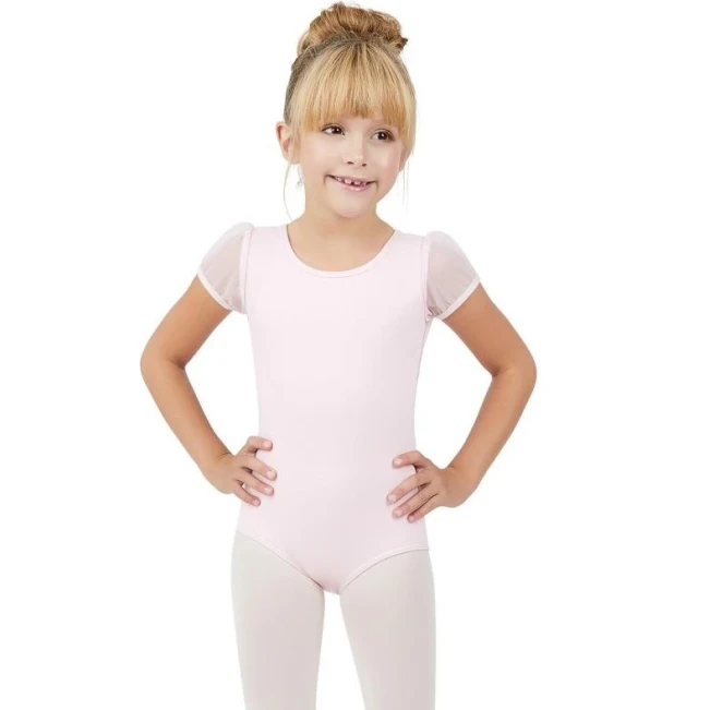 Capezio Puffärmel-Trikot mit Schlüsselloch-Ausschnitt am Rücken, Kindertrikot Capezio Turntrikot mit Puffärmeln und Schlüsselloch-Rückenausschnitt, Kindertrikot – Rosa Capezio