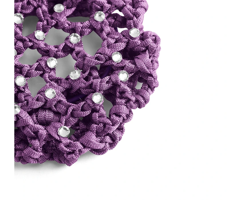 Rumpf Bun cover, farbiges Haarnetz für den Dutt mit Kristall Dutt-Abdeckung, farbiges Haarnetz mit Kristall - Lila - purple